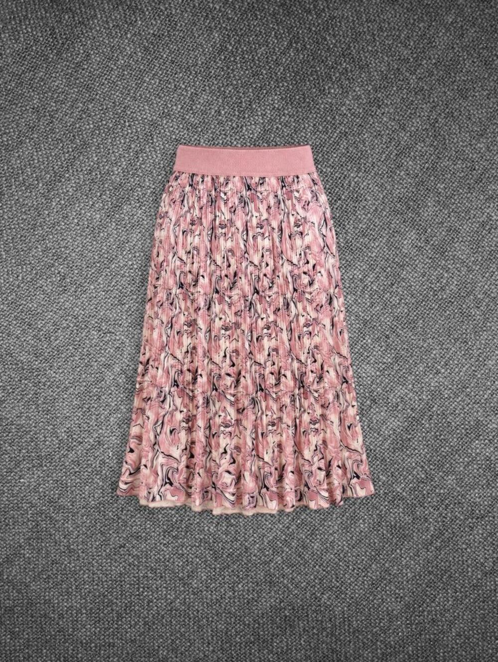 Metrowear Pink Abstract Pleated Midi Skirt Petite M